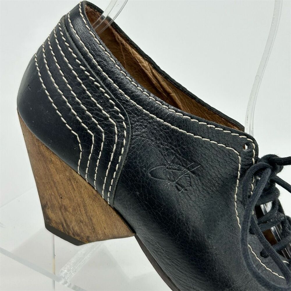 John Fluevog Women's Black Leather Lace-Up Heels Size 6.5 Formal Shoes Dressy - Picture 3 of 15